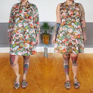 60s Vanity Fair 3 Piece Floral Nightgown Robe & Slipper Set